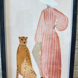 Chic Framed Art with Woman and Cheetah